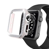 Apple Watch 5 6 44mm Uyumlu Çift Sıra Parlak Taşlı Rubber Kasa Kapak thumbnail 7