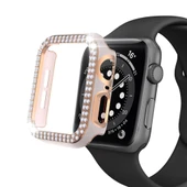 Apple Watch 5 6 44mm Uyumlu Çift Sıra Parlak Taşlı Rubber Kasa Kapak thumbnail 8