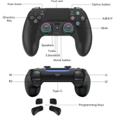 Ozmik PS4 için kablosuz kol PS4/Pro/Slim/PC ile uyumlu çift titreşimli/dokunmatik panel Android-İos Siyah thumbnail 5