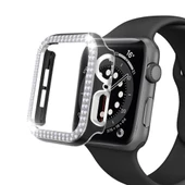 Apple Watch 5 6 44mm Uyumlu Çift Sıra Parlak Taşlı Rubber Kasa Kapak thumbnail 3