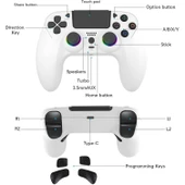 Ozmik PS4 için kablosuz kol PS4/Pro/Slim/PC ile uyumlu çift titreşimli/dokunmatik panel Android-İos  BEYAZ - 7