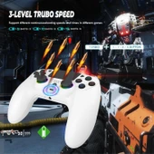 Ozmik PS4 için kablosuz kol PS4/Pro/Slim/PC ile uyumlu çift titreşimli/dokunmatik panel Android-İos  BEYAZ - 2