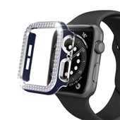 Apple Watch 7 41mm Uyumlu Çift Sıra Parlak Taşlı Rubber Kasa Kapak thumbnail 9