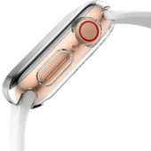 Apple Watch 7 Serisi ile Uyumlu 45mm Silikon Şeffaf Kılıf Ekran Koruyucu thumbnail 5