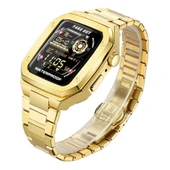 Apple Watch 7 8 9 45 mm Uyumlu Paslanmaz Çelik Zırh Armor Kasa Kordon - 3