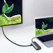 Type-C 8in1 4K Hdmi Rj45 Micro SD Tf 3xUsb 3.0 Şarj Girişli Hub Çevirici - 5