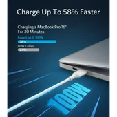 Macbook Xiaomi ile Uyumlu Type-C to Type-C 5A 100W PD Hızlı Şarj Kablosu 1mt - 5