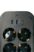 Techmaster 2 Usb + Type-C Akım Çocuk Korumalı 6lı Priz 2mt Kablo - 4