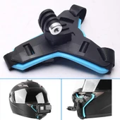 GoPro ile Uyumlu Aksiyon Kamera Kask Alt Çene Bağlantı Aparatı Pratik Mavi - 4