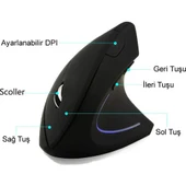 Dikey Optik Ergonomik Mouse Fare Kablosuz Bilek Korumalı Gaming - 2