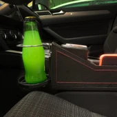 Araç İçin Deri Kaplı Şöför Koltuk Yanı Organizer Bardak Tutucu - 8