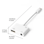 iPhone Lightning ile Uyumlu 3.5 mm Kulaklık ve Usb 3.0 Kamera Hub Adaptör - 2