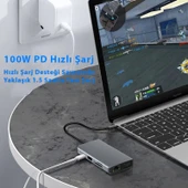 Type-C 9in1 4K Hdmi Vga Rj45 Micro SD TF 3.5mm 2xUsb Şarj Çevirici Hub - 5