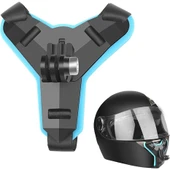 GoPro ile Uyumlu Aksiyon Kamera Kask Alt Çene Bağlantı Aparatı Pratik Mavi - 2