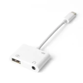 iPhone Lightning ile Uyumlu 3.5 mm Kulaklık ve Usb 3.0 Kamera Hub Adaptör - 1