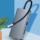 Type-C 9in1 4K Hdmi Vga Rj45 Micro SD TF 3.5mm 2xUsb Şarj Çevirici Hub - 3