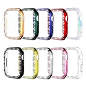 Apple Watch 7 8 9 45mm Uyumlu Tek Sıra Parlak Taşlı Rubber Kasa Kapak thumbnail 2