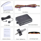 Renk Değiştiren Ekranlı Araç Park Sensörü Sesli 22mm Gümüş PS02 - 2