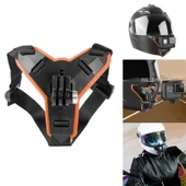 GoPro ile Uyumlu Aksiyon Kamera Kask Alt Çene Bağlantı Aparatı Pratik Turuncu - 2
