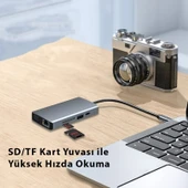 Type-C 9in1 4K Hdmi Vga Rj45 Micro SD TF 3.5mm 2xUsb Şarj Çevirici Hub - 4