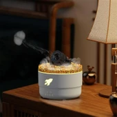 Ozmik Volkanik Kule Nemlendirici Sessiz Nem Alma Cihazı Aromaterapi Renkli LED Işık 280 ml BEYAZ - 1