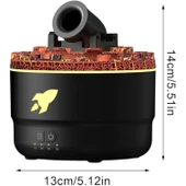 Ozmik Volkanik Kule Nemlendirici Sessiz Nem Alma Cihazı Aromaterapi Renkli LED Işık  280 ml SİYAH - 4