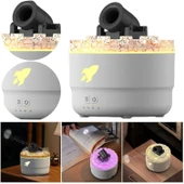 Ozmik Volkanik Kule Nemlendirici Sessiz Nem Alma Cihazı Aromaterapi Renkli LED Işık  280 ml SİYAH - 3