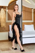 Aqua 25579 Otrişli Saten Gecelik - 4