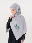 Polyster Gri Rengi Şal Filistin Zaytin Dalı Renkli Nakışlı S100037 - 4
