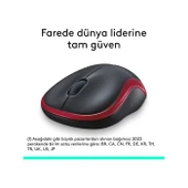 Logitech M185 910-002237 Kırmızı Optik Kablosuz Mouse - 2