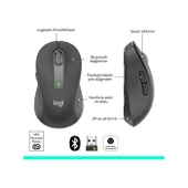 Logitech M650 Signature 910-006236 Siyah Sessiz Büyük Boy Sağ El Optik Kablosuz Mouse - 3