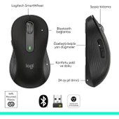 Logitech M650 Signature 910-006253 Siyah Sessiz Küçük Boy Sağ El Kablosuz Mouse - 2
