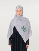 Polyster Gri Rengi Şal Filistin Zaytin Dalı Renkli Nakışlı S100037 - 2