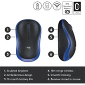 Logitech M185 910-002236 Mavi Optik Kablosuz Mouse - 2