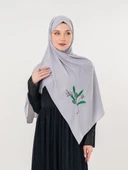 Polyster Gri Rengi Şal Filistin Zaytin Dalı Renkli Nakışlı S100037 - 7