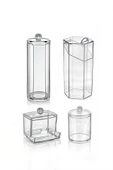 Vivart Lüx 4'lü Set Makyaj Temizleme Düzenleyici Kapaklı Fırçalık Organizer Set Pamukluk Çubuklu Pamukluk - 1