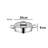 Nova Paslanmaz Çelik Cam Kapaklı Basık Tencere 30x8 cm thumbnail 4