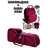 Portbebe Ana Kucağı Puset Bebek Taşıma + Anne Bebek Bakım Çantası İkili Set Bordo - 1