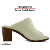 Erkan Saçmacı Valery Bej Hakiki Dana Derisi Önü Açık Kalın Topuklu Terlik - 2