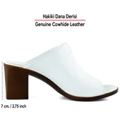 Erkan Saçmacı Valery Beyaz Hakiki Dana Derisi Önü Açık Kalın Topuklu Terlik - 2