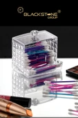 F BLACKSTONE Özel Tasarım Kapaklı Kristal Pamuklu Çubuk Organizer Kulak Çubuğu - 1
