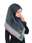 Filistin Eşarp Kefiye Siyah Rengi Çizgisiz Kadın Eşarp S100039 - 2