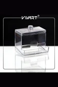 Vivart Özel Tasarım Kapaklı Kristal Pamuklu Çubuk Organizer Kulak Çubuğu - 3