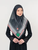 Filistin Eşarp Kefiye Siyah Rengi Çizgisiz Kadın Eşarp S100039 - 4