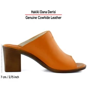 Erkan Saçmacı Valery Turuncu Hakiki Dana Derisi Önü Açık Kalın Topuklu Terlik - 2