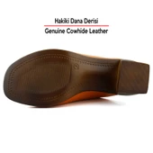 Erkan Saçmacı Valery Turuncu Hakiki Dana Derisi Önü Açık Kalın Topuklu Terlik - 6