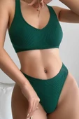 Kadın Yeşil Desteksiz Seamless Tangalı İç Çamaşır Takımı - 5