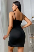 Kadın Siyah Bacak Yırtmaçlı Beyaz Dantelli ve Fiyonklu Şık Gecelik - 3