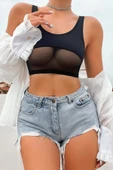 Kadın Siyah Çapraz Ip Detaylı Şık Bikini Takımı - 7