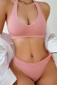 Kadın Somon Seamless Tanga Sütyen Takım - 4